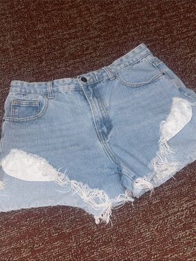 Momokrom denim shorts frayed distressed casual summer EU 12 US 8 Jean shorts